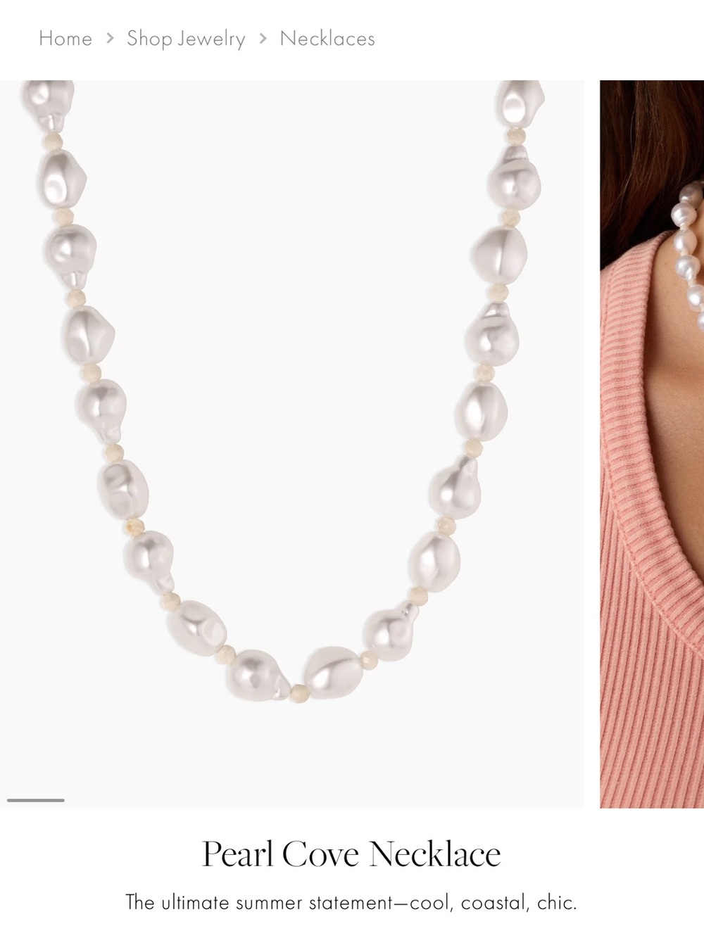 Gorjana Pearl Bead Necklace with Gold Clasp - Picture 3 of 3